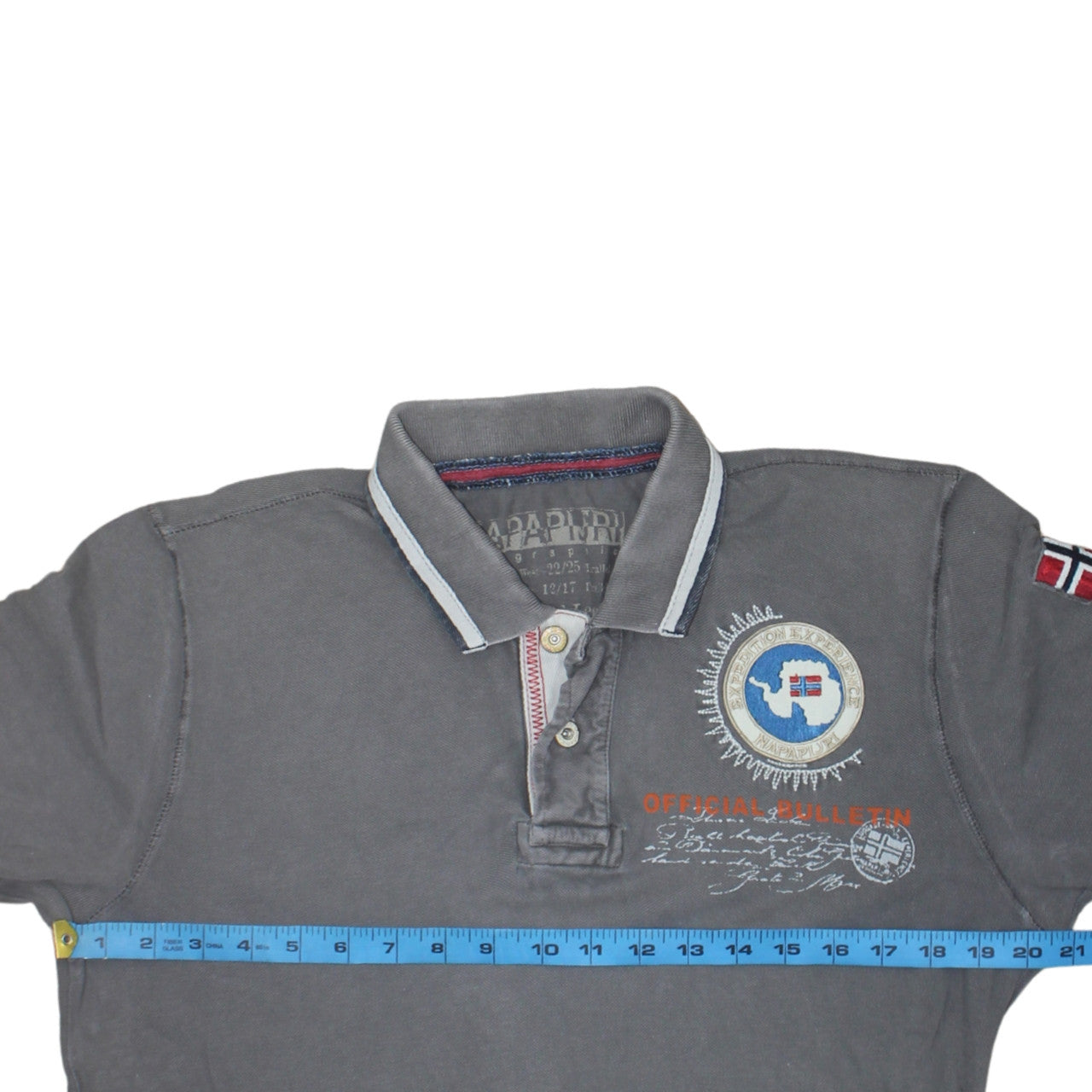 Napapijri Men’s Grey Embroidered Short Sleeve Polo Shirt Medium