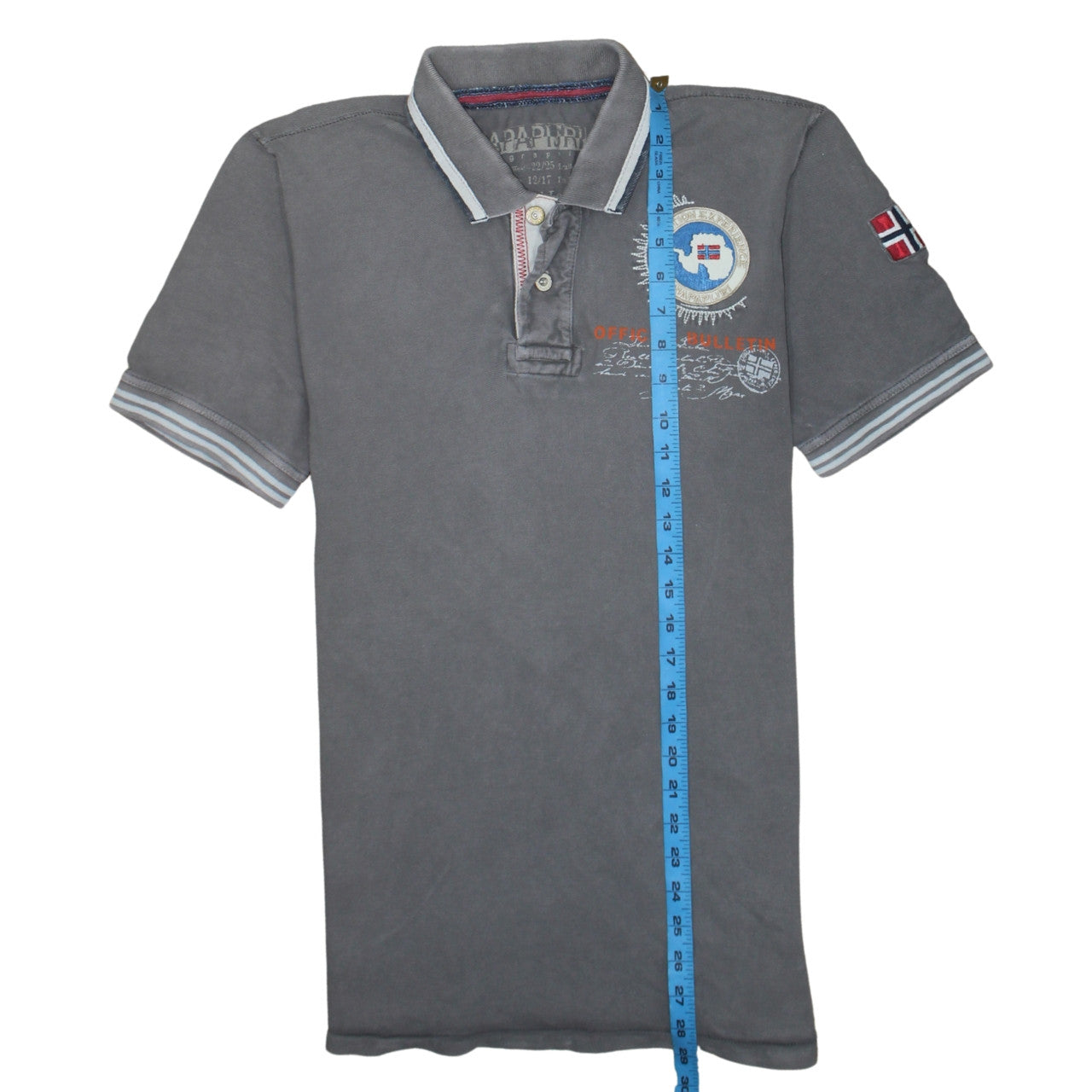 Napapijri Men’s Grey Embroidered Short Sleeve Polo Shirt Medium