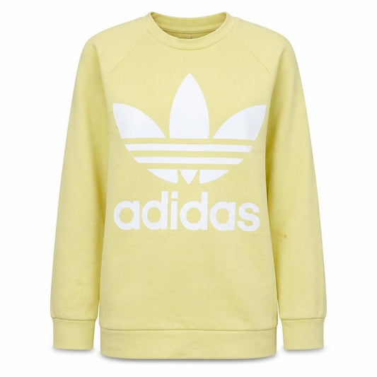 Adidas Women Yellow Crew Neck Long Sleeve Pullover Sweatshirt UK 8