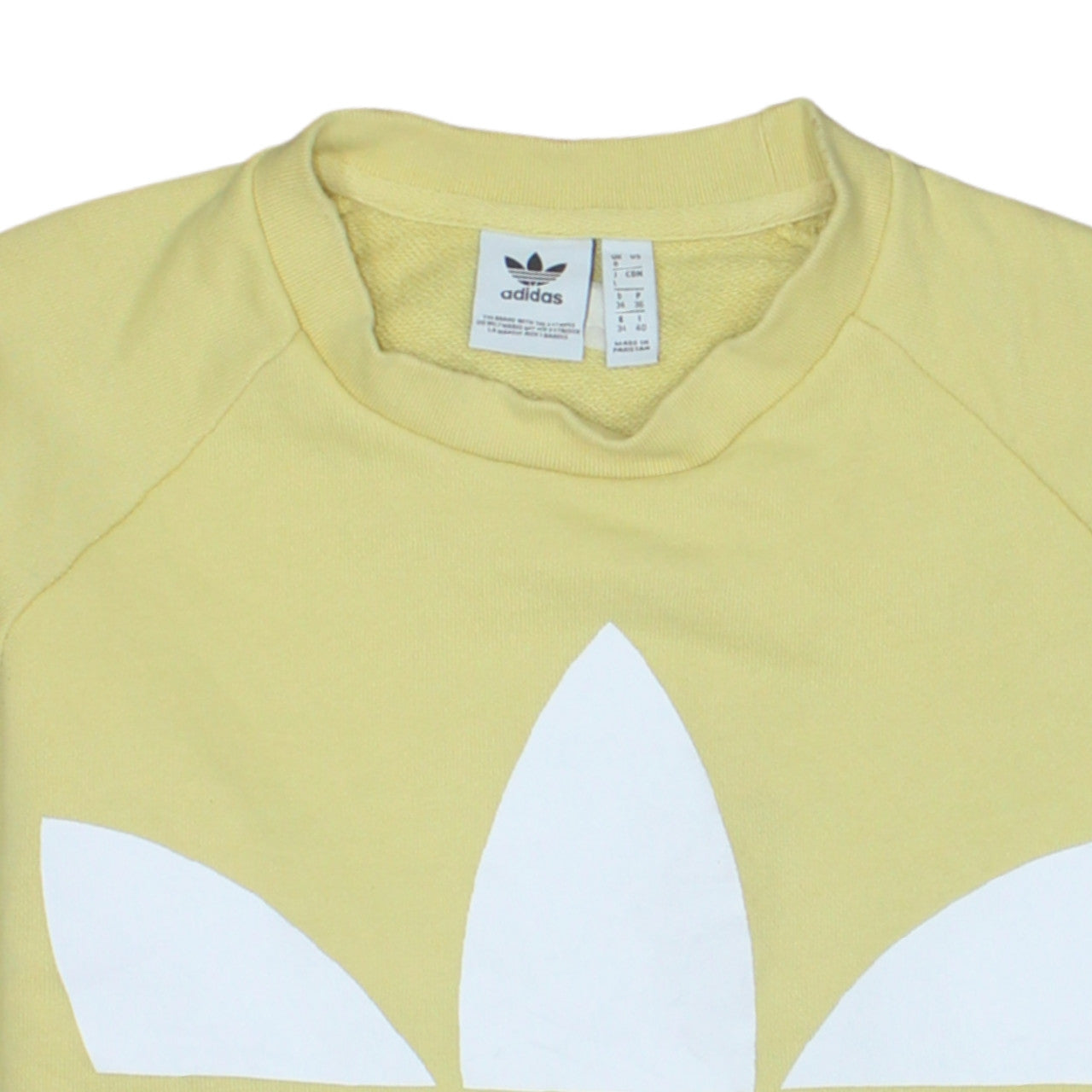 Adidas Women Yellow Crew Neck Long Sleeve Pullover Sweatshirt UK 8