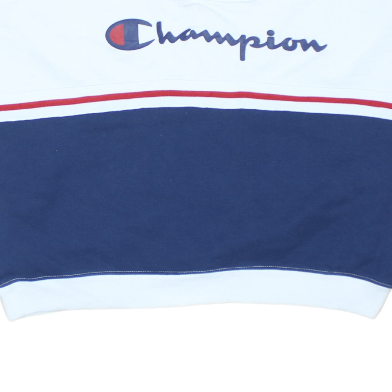 Champion Womens White Blue Small Crew Neck Pullover Sweatshirt