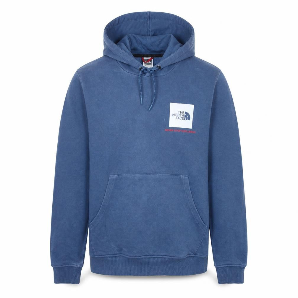 The North Face Men's Blue Small Pullover Hoodie with Logo Pocketed Sweatshirt