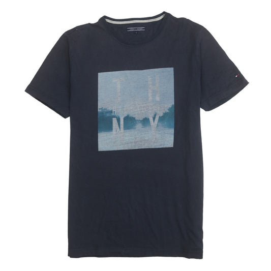Tommy Hilfiger Mens Blue Graphic Print Crew Neck T-Shirt L