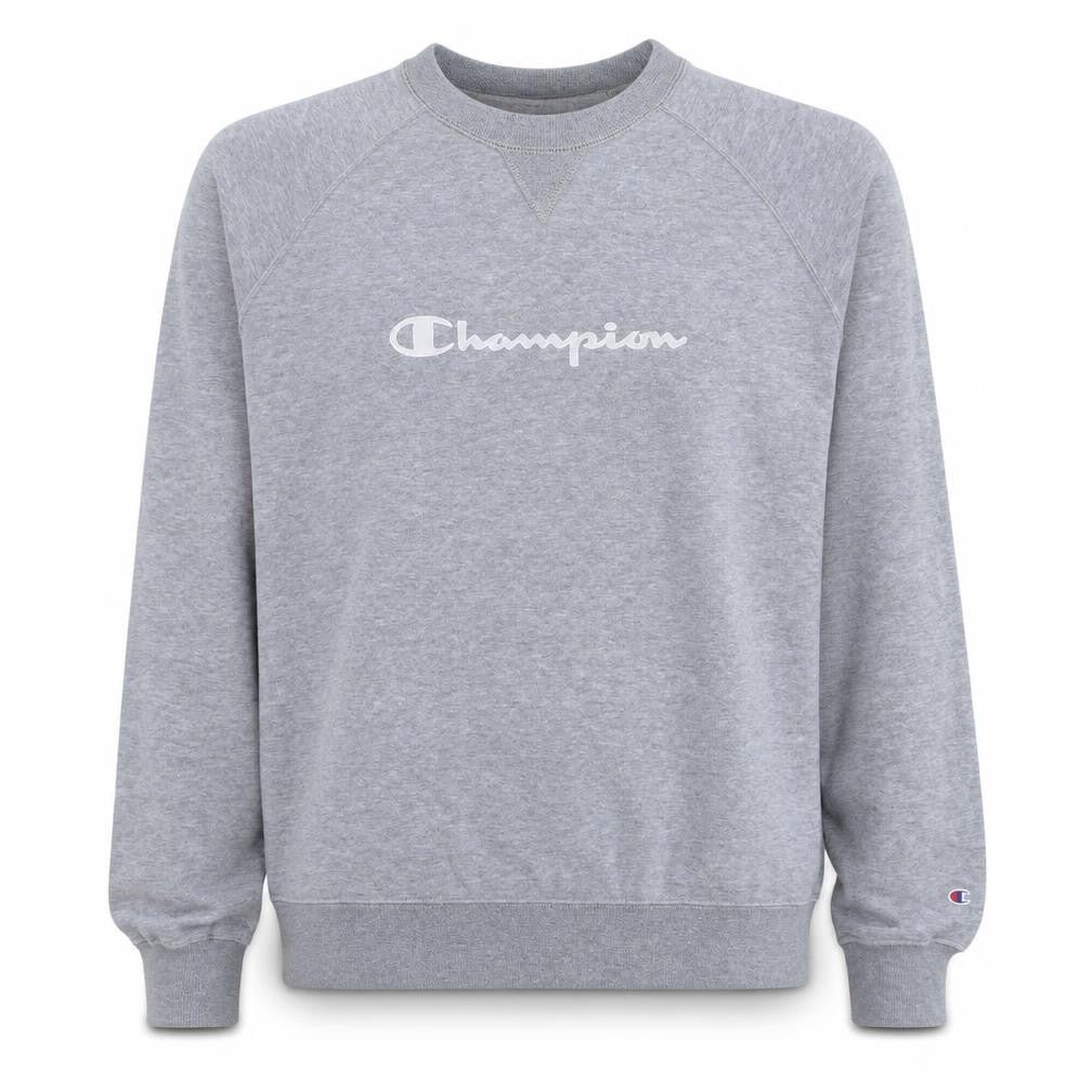 Champion Mens Grey Crew Neck Pullover Sweatshirt L Cotton Blend