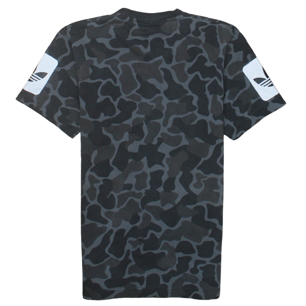 Adidas Men Black Camo Graphic Print Crew Neck Short Sleeve T-Shirt Size S
