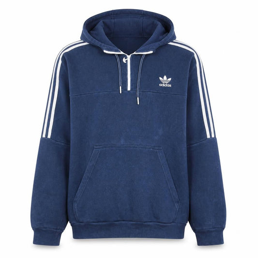 Adidas Men's Blue L Pullover Hoodie 1/4 Zip Fleece Sportswear