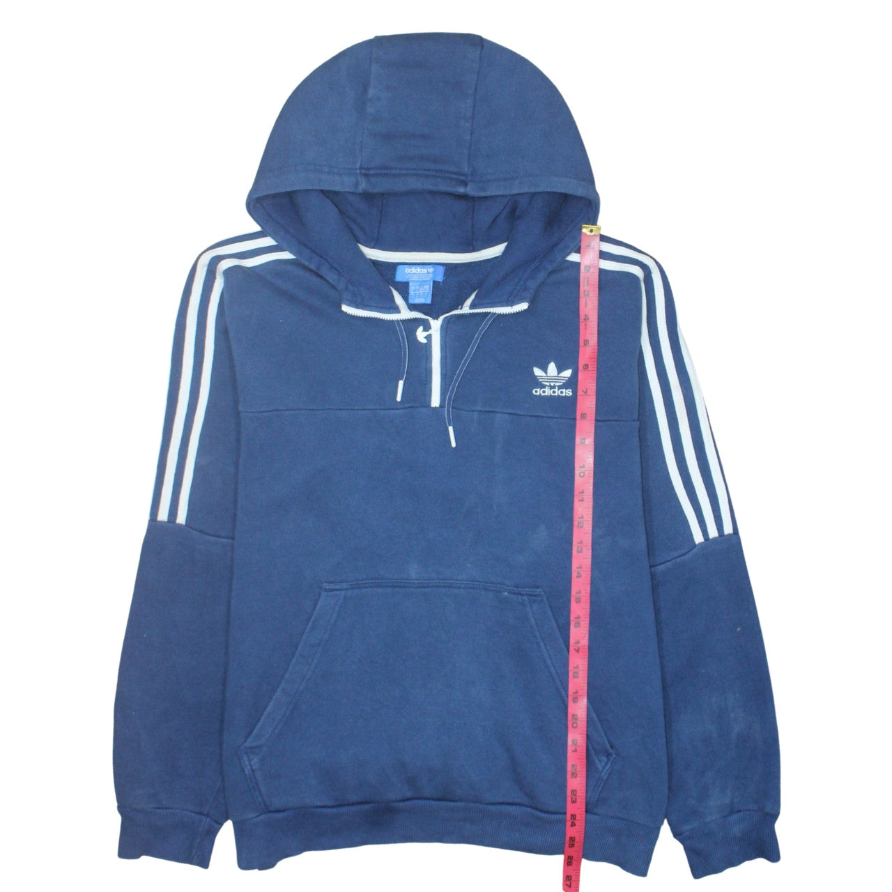 Adidas Men's Blue L Pullover Hoodie 1/4 Zip Fleece Sportswear