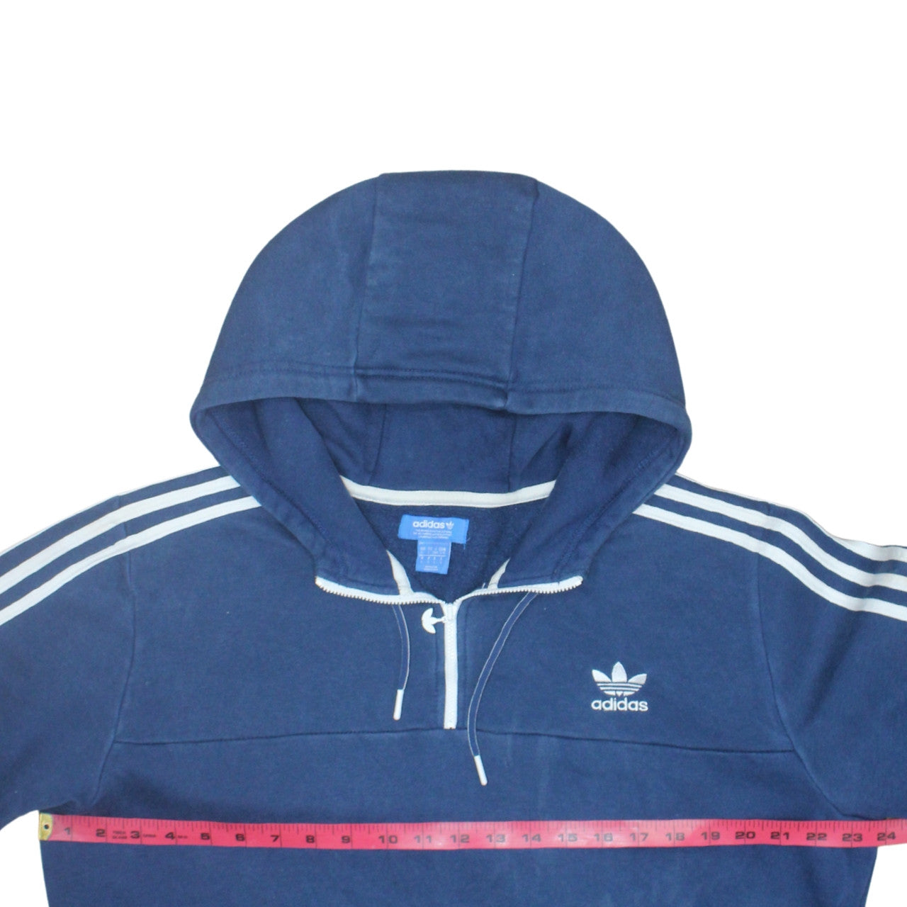 Adidas Men's Blue L Pullover Hoodie 1/4 Zip Fleece Sportswear