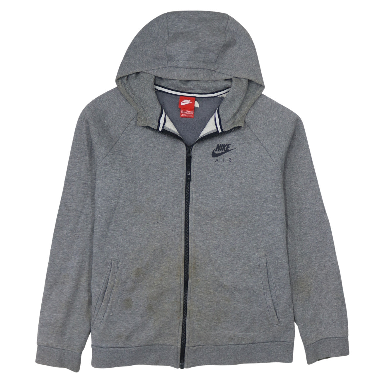 Nike Boys Grey Full Zip Hoodie Sweatshirt 13-15 Years Gym Air Logo