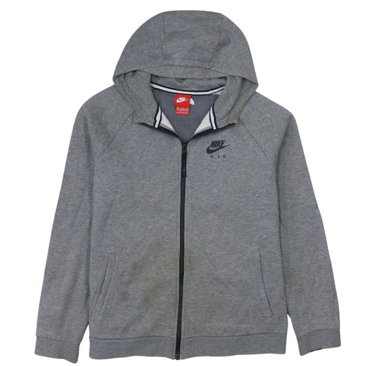 Nike Boys Grey Full Zip Hoodie Sweatshirt 13-15 Years Gym Air Logo