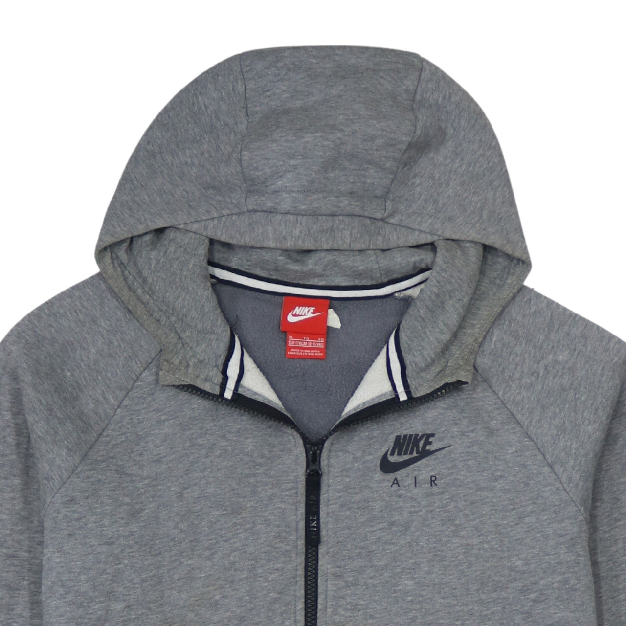 Nike Boys Grey Full Zip Hoodie Sweatshirt 13-15 Years Gym Air Logo