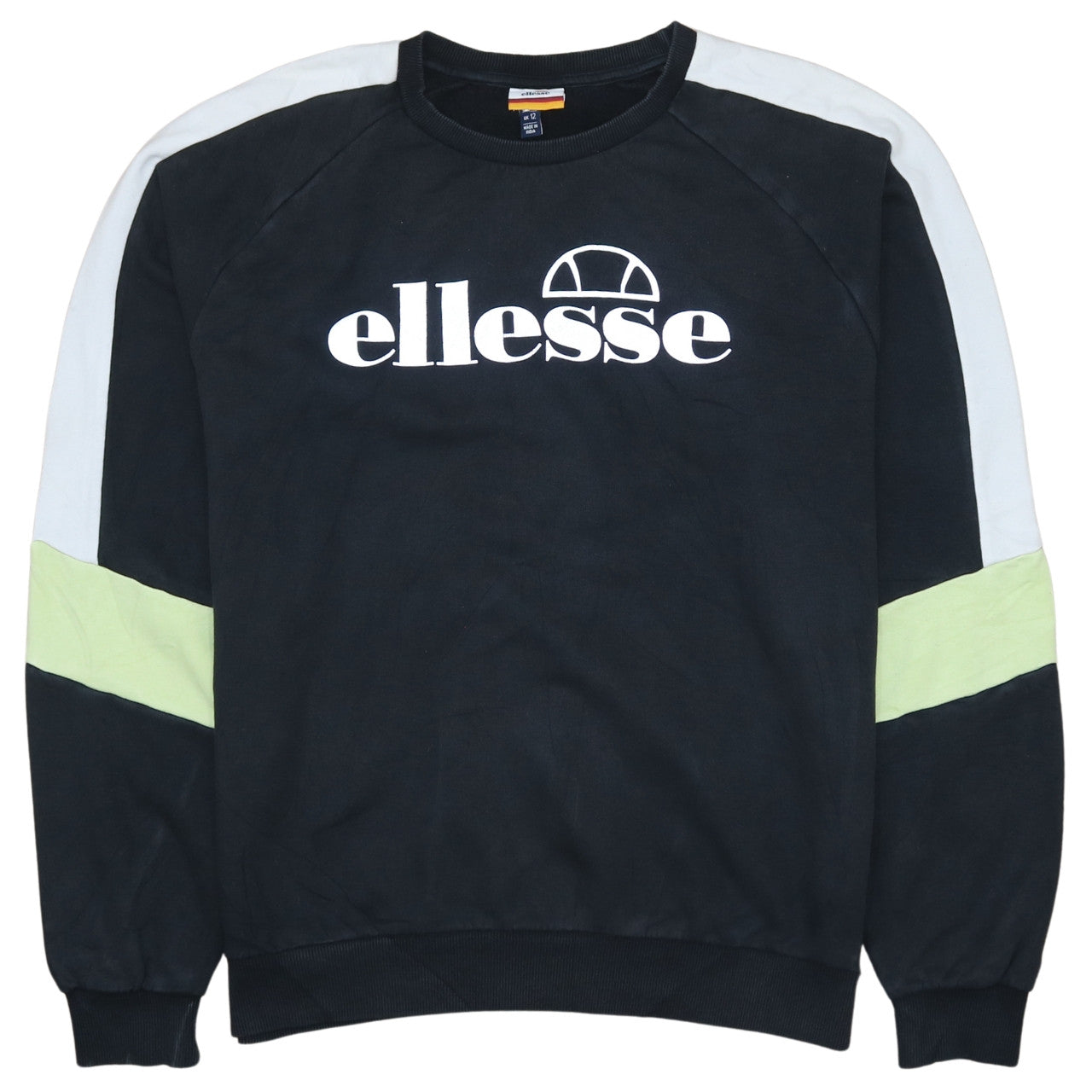 Ellesse Women Black Colourblock Logo Sweatshirt UK 12 Crew Neck