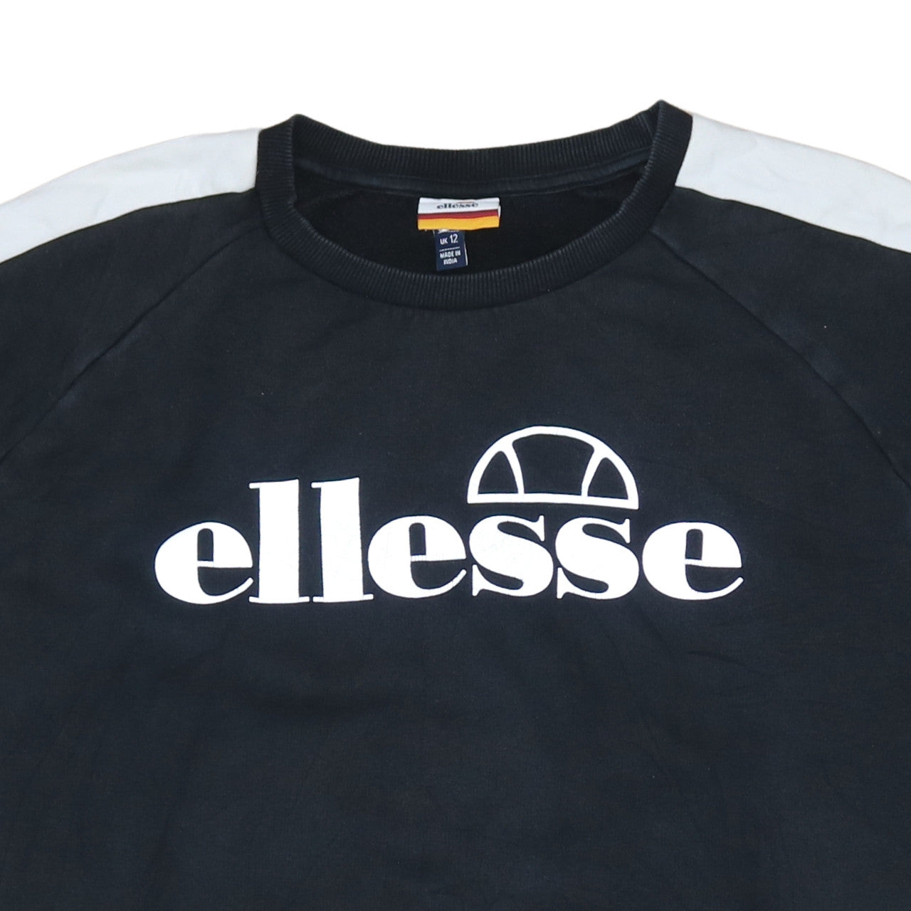Ellesse Women Black Colourblock Logo Sweatshirt UK 12 Crew Neck