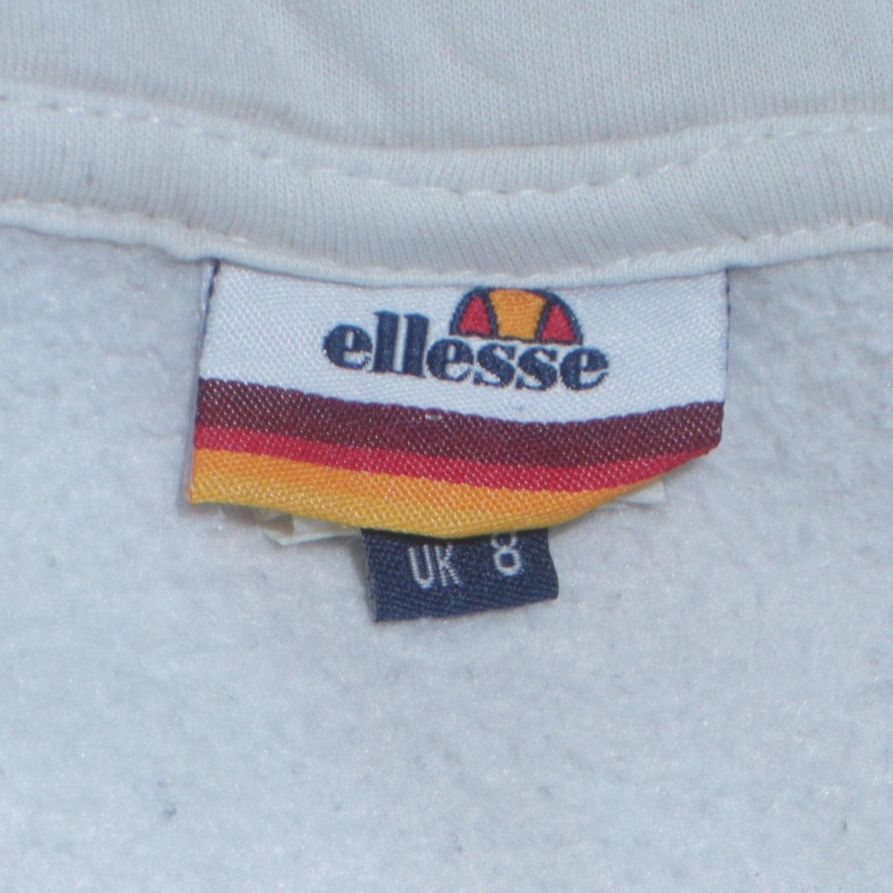 Ellesse Womens White Full Zip Hoodie UK 8 Cotton Logo Casual