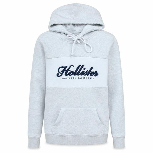 Hollister Men Grey XS Pullover Hoodie Classic Logo Fleece
