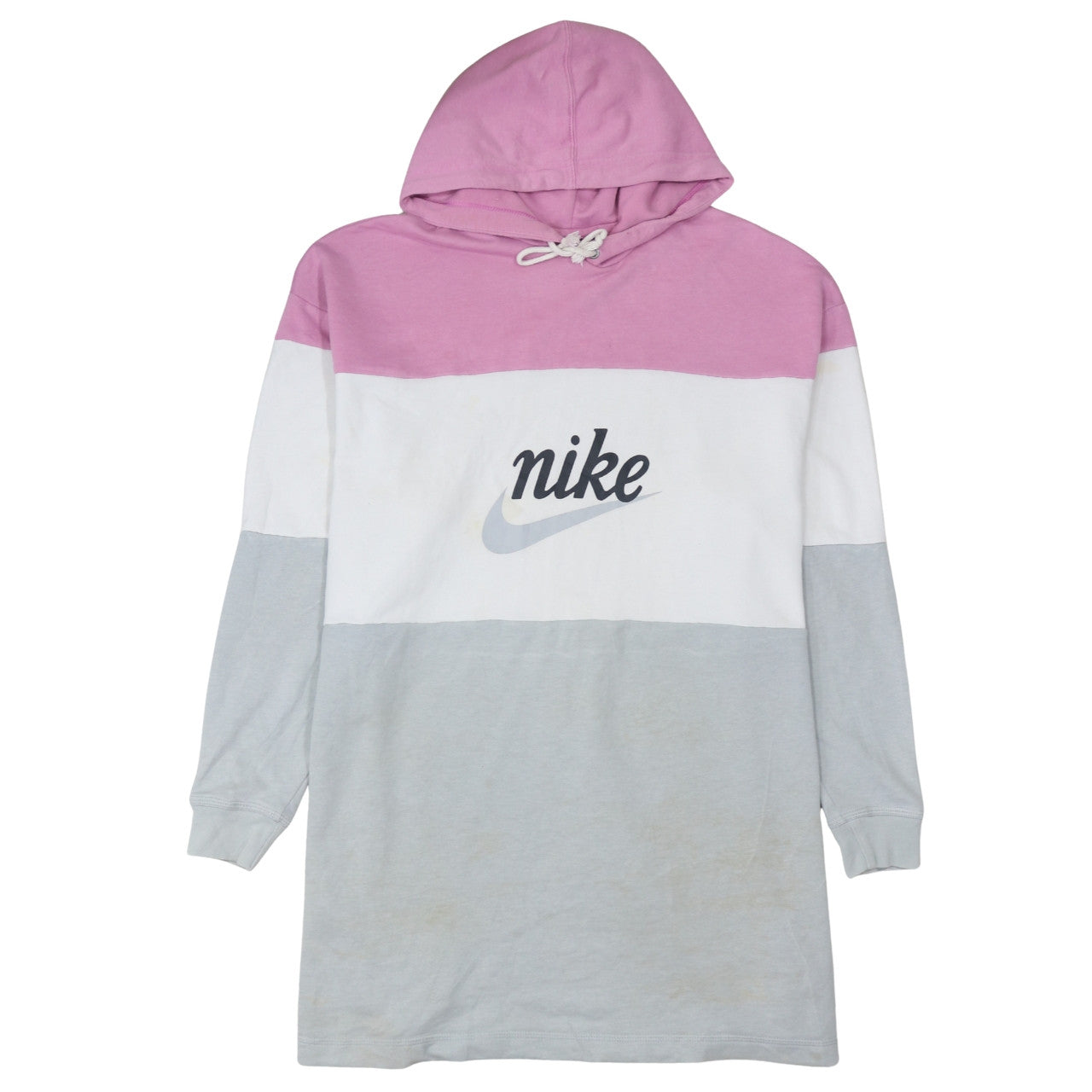 Nike Womens Pink White Grey Colourblock Hoodie Dress Size M