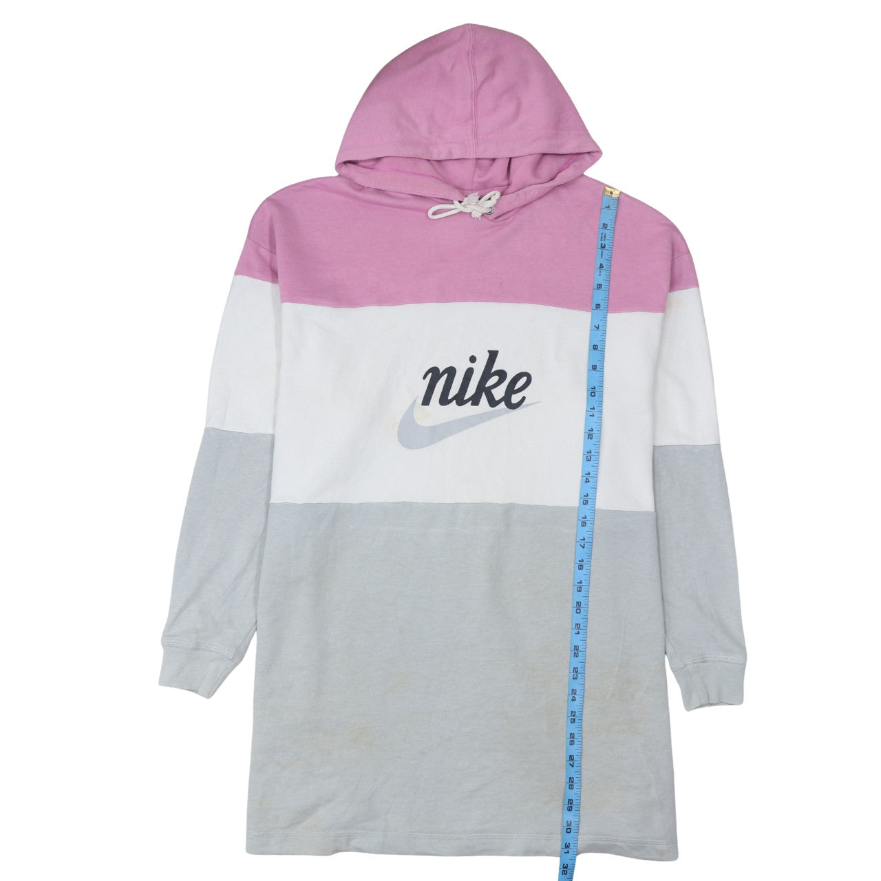 Nike Womens Pink White Grey Colourblock Hoodie Dress Size M
