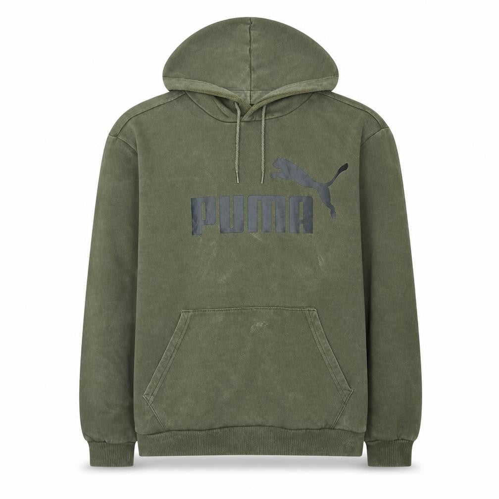 Puma Men's Green XL Pullover Hoodie with Logo & Kangaroo Pocket