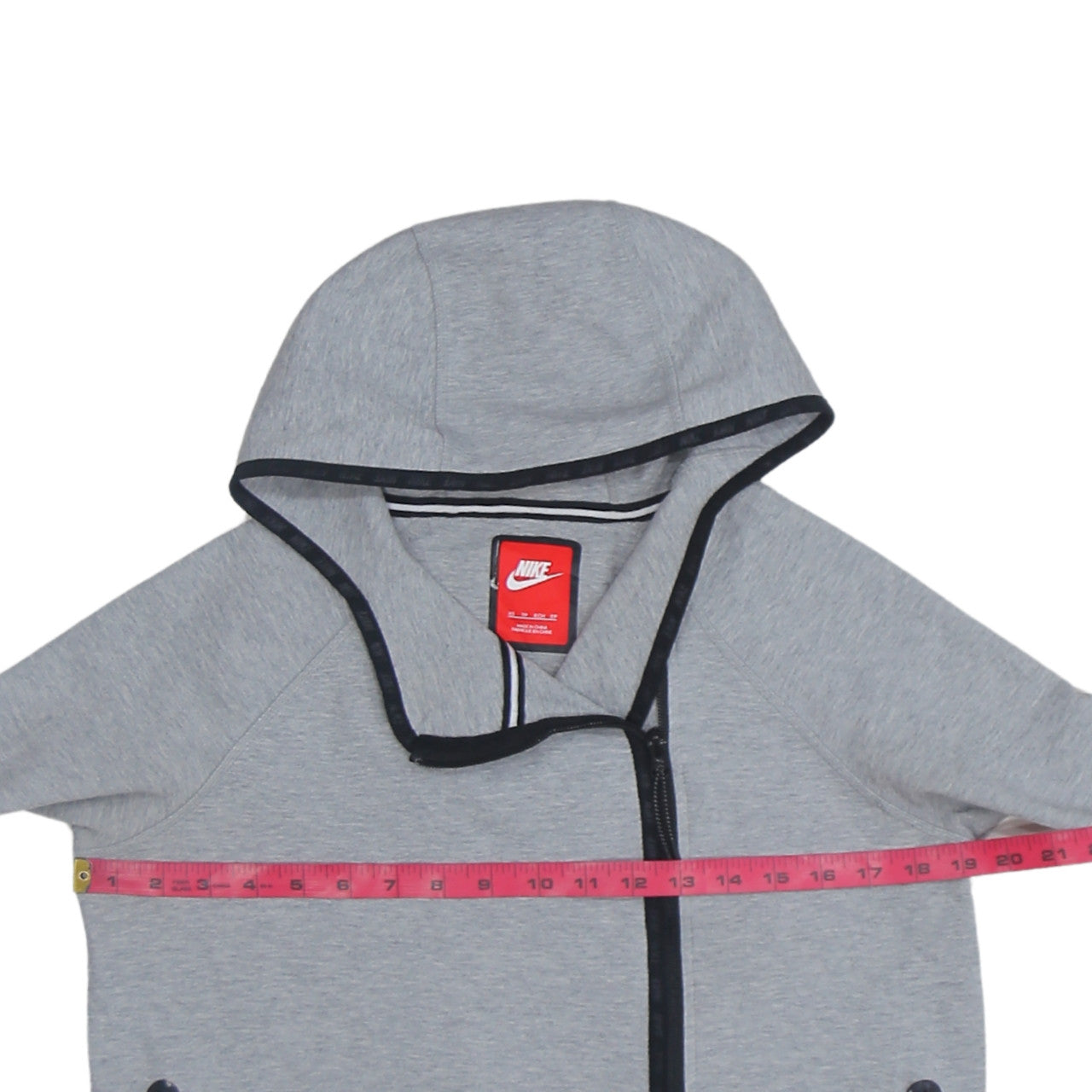 Nike Womens Grey Asymmetric Full Zip Hoodie XS Relaxed Fit