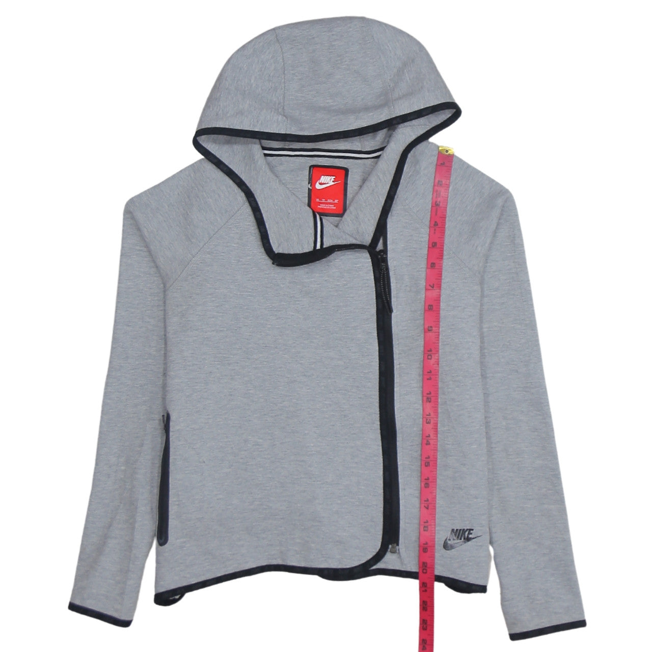 Nike Womens Grey Asymmetric Full Zip Hoodie XS Relaxed Fit