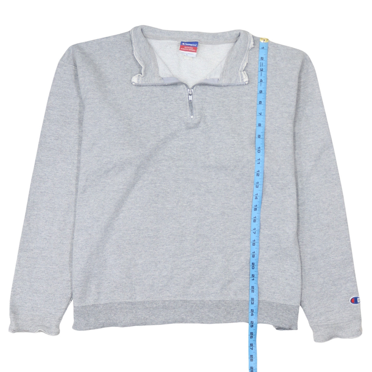 Champion Men's Grey 1/4 Zip Fleece Sweatshirt Size L