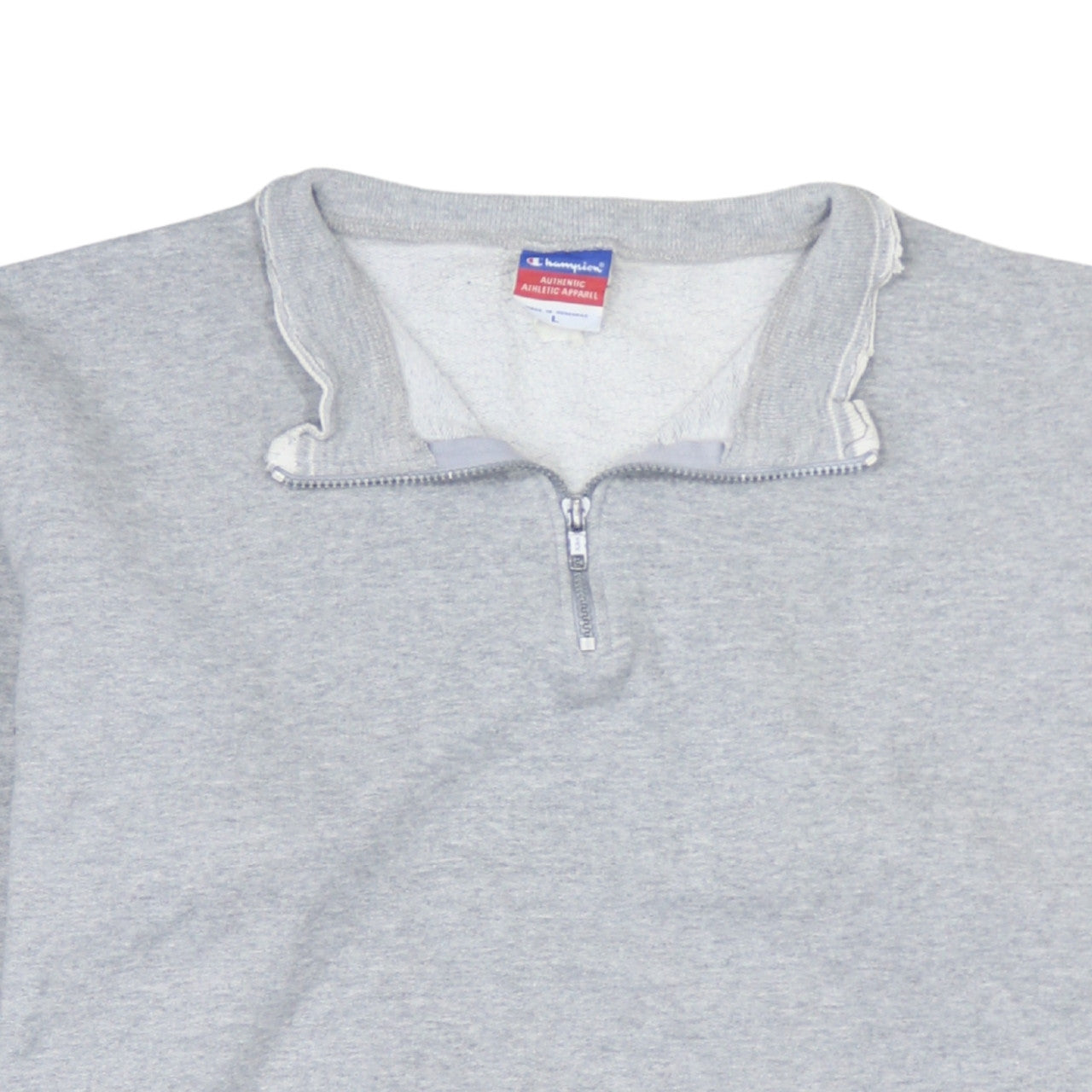 Champion Men's Grey 1/4 Zip Fleece Sweatshirt Size L