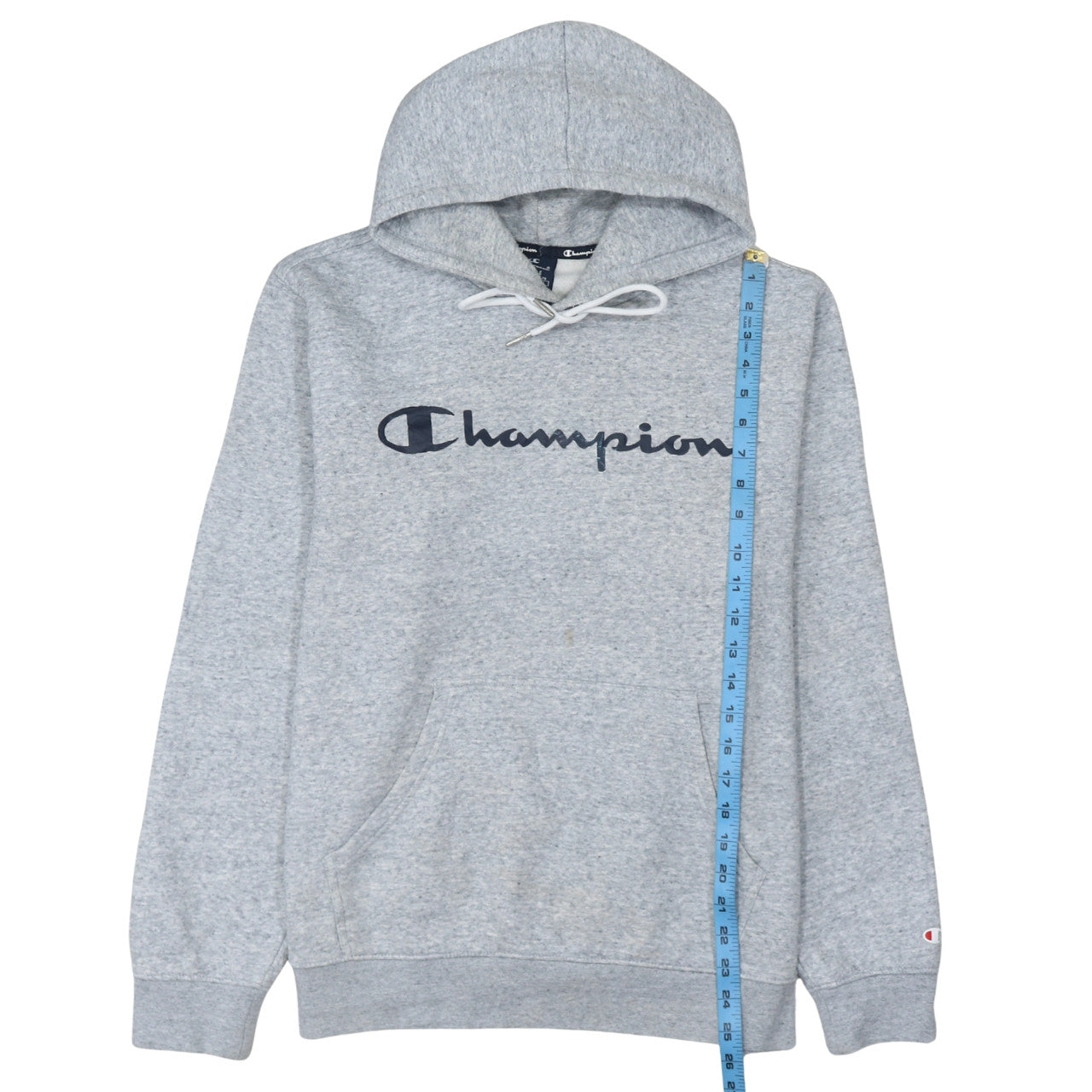 Champion Men's Grey Pullover Hoodie Size L Logo Fleece Sweatshirt