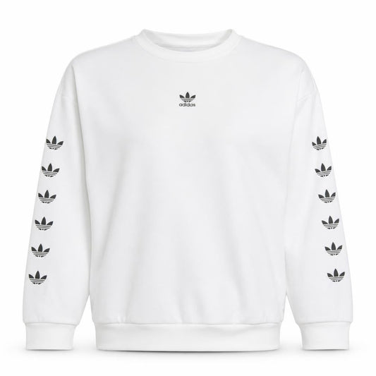 Adidas Women White Crew Neck Long Sleeve Pullover Sweatshirt Size 8