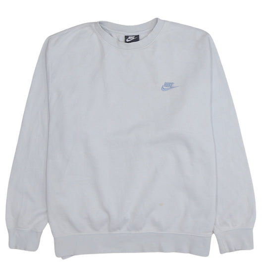 Nike Women’s White Crew Neck Pullover Sweatshirt L Cotton Blend