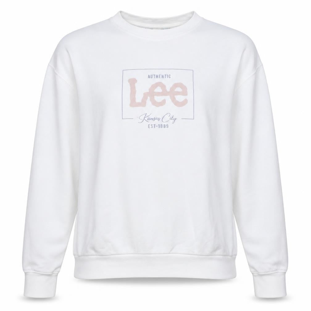 Lee Womens White Cotton Relaxed Fit Logo Sweatshirt L