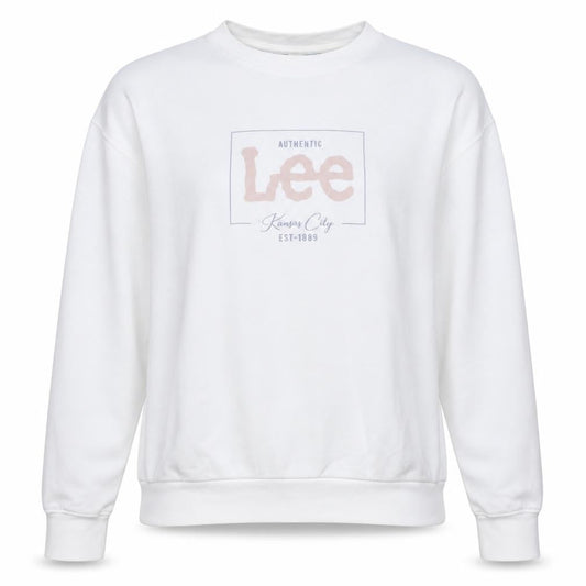 Lee Womens White Cotton Relaxed Fit Logo Sweatshirt L