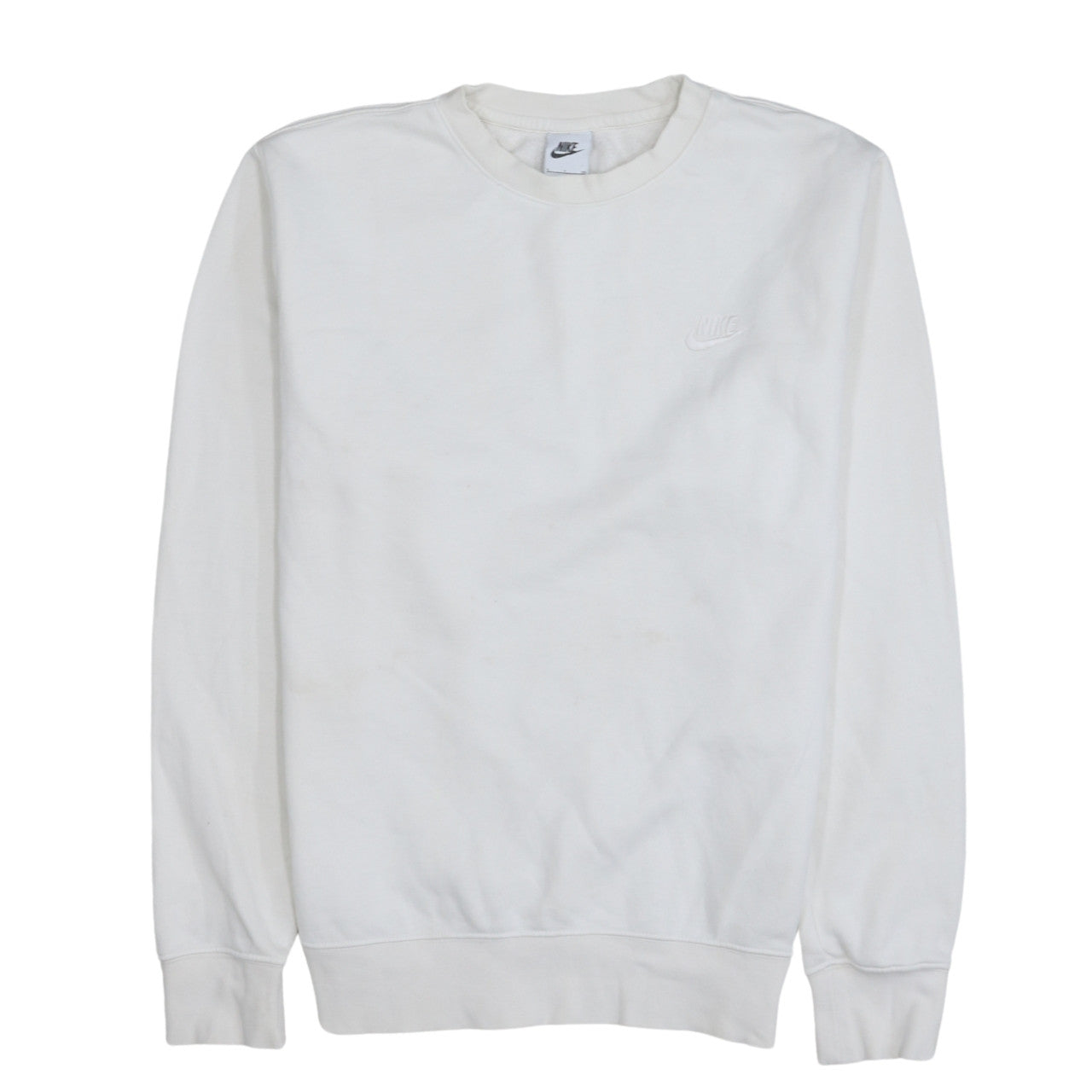 Nike Men's White Small Crew Neck Pullover Sweatshirt