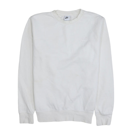 Nike Men's White Small Crew Neck Pullover Sweatshirt