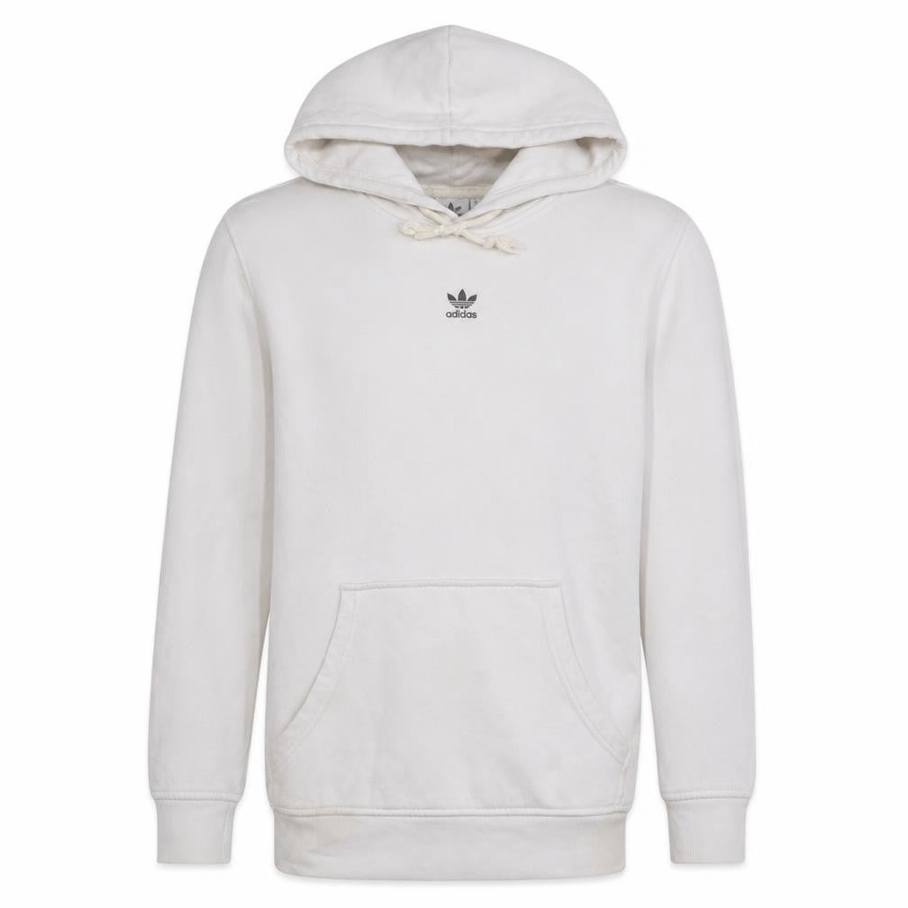 Adidas Men White Pullover Hoodie Small Logo Fleece Sweatshirt