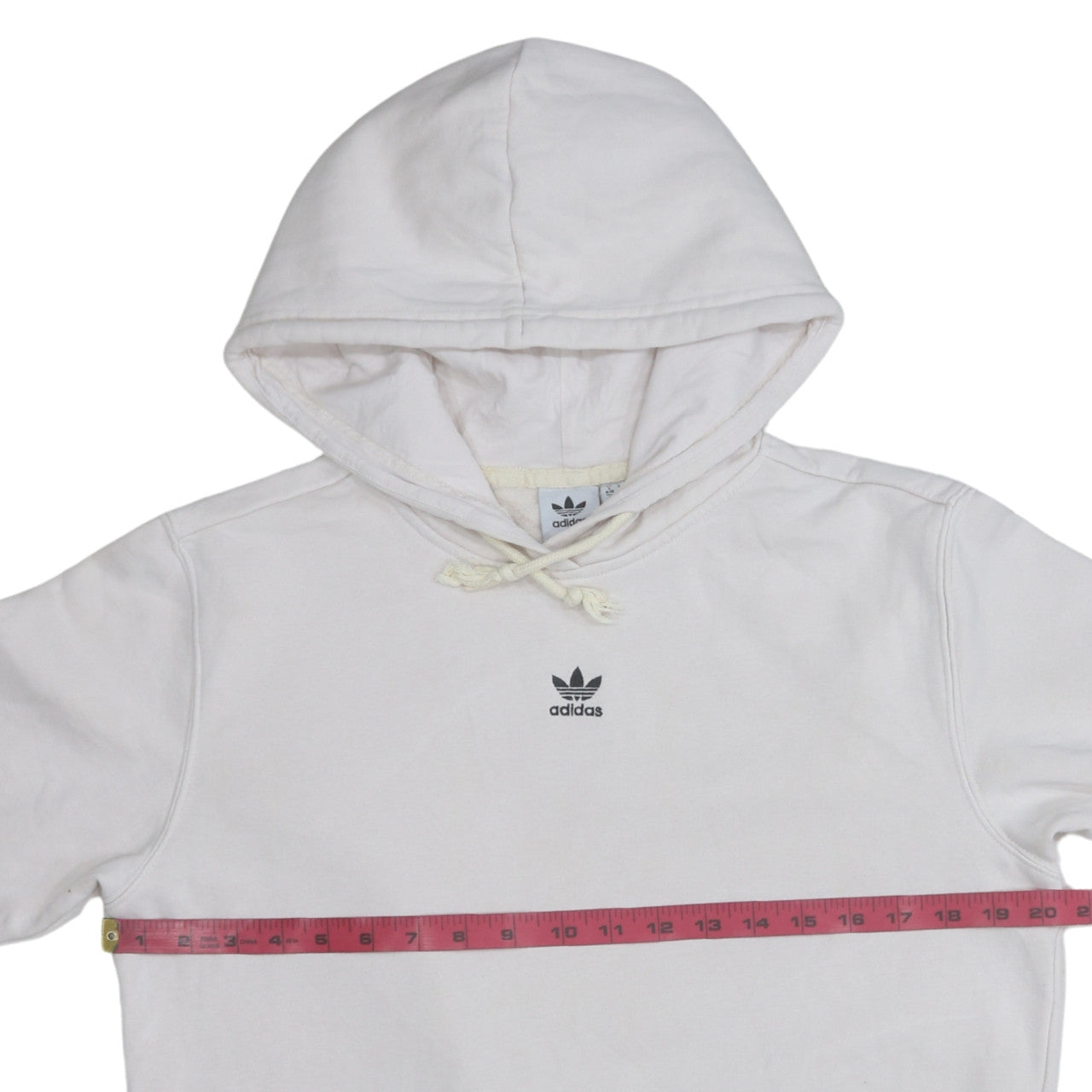 Adidas Men White Pullover Hoodie Small Logo Fleece Sweatshirt