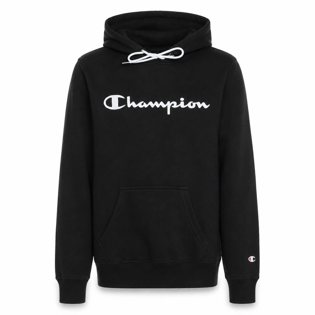 Champion Men's Black Small Pullover Hoodie with Logo Print