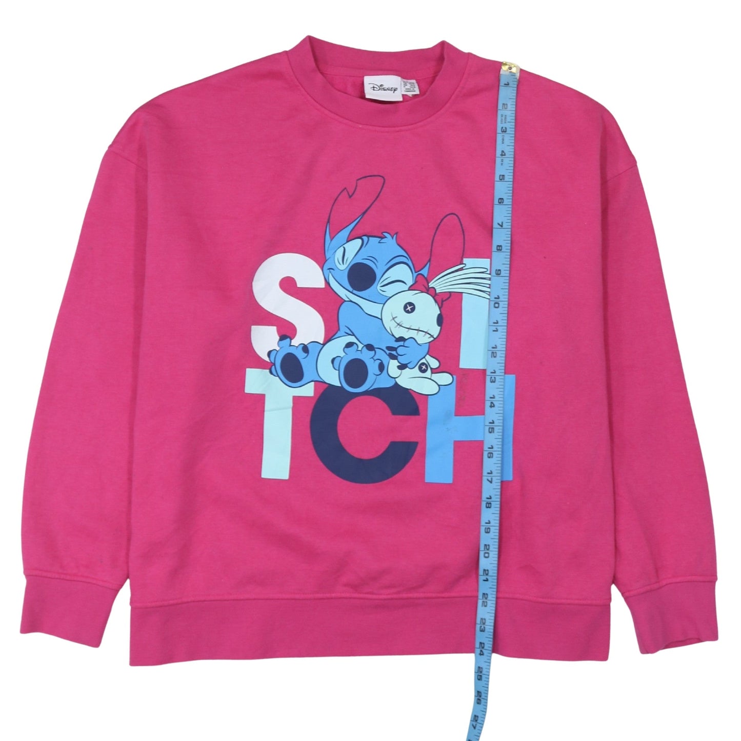 Disney Women Pink Stitch Sweatshirt Size L 14/16 Pullover