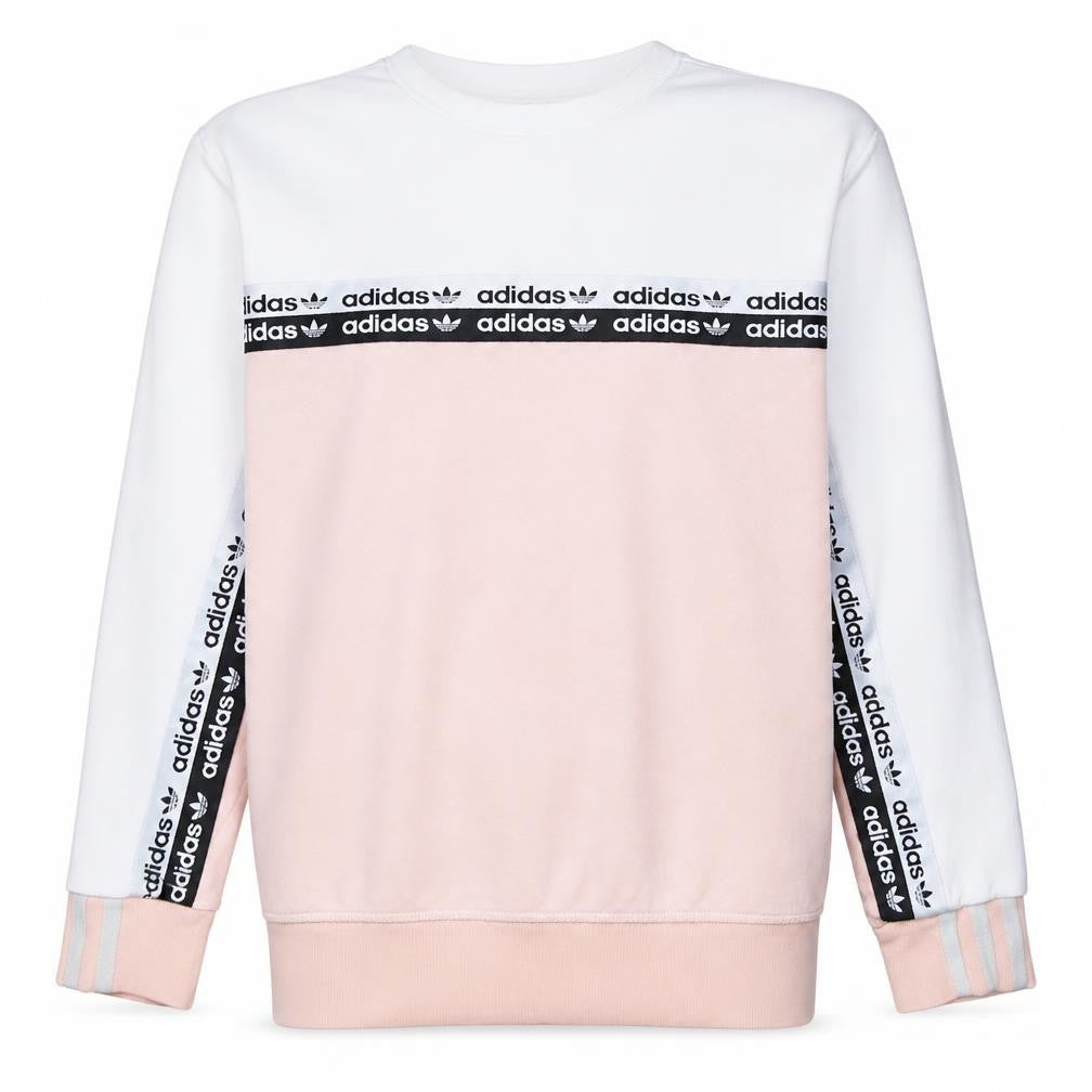 Adidas Girls Pink & White Logo Colourblock Crew Neck Sweatshirt 12 Years
