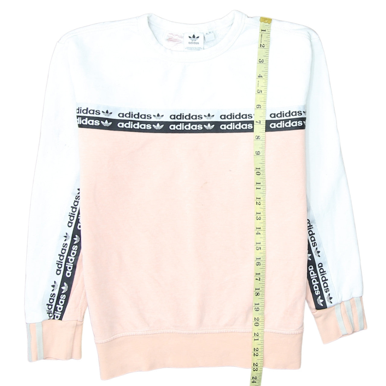 Adidas Girls Pink & White Logo Colourblock Crew Neck Sweatshirt 12 Years