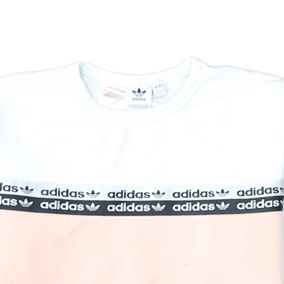 Adidas Girls Pink & White Logo Colourblock Crew Neck Sweatshirt 12 Years
