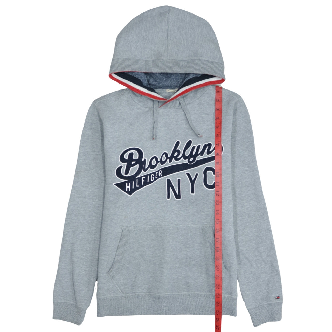 Tommy Hilfiger Men's Grey Pullover Hoodie S Brooklyn NYC Logo