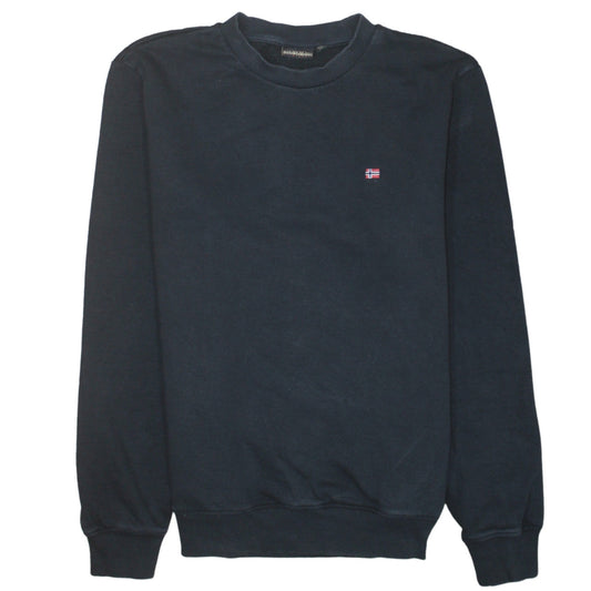 Napapijri Men’s Blue Crew Neck Sweatshirt Size S Embroidered Logo