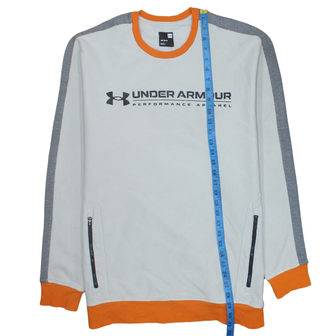 Under Armour Men's White Crew Neck Logo Pullover Sweatshirt L