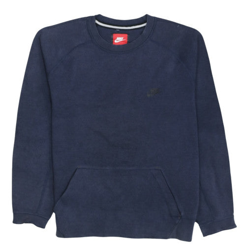 Nike Men's Blue Pullover Fleece Sweatshirt L Regular Fit Crew Neck