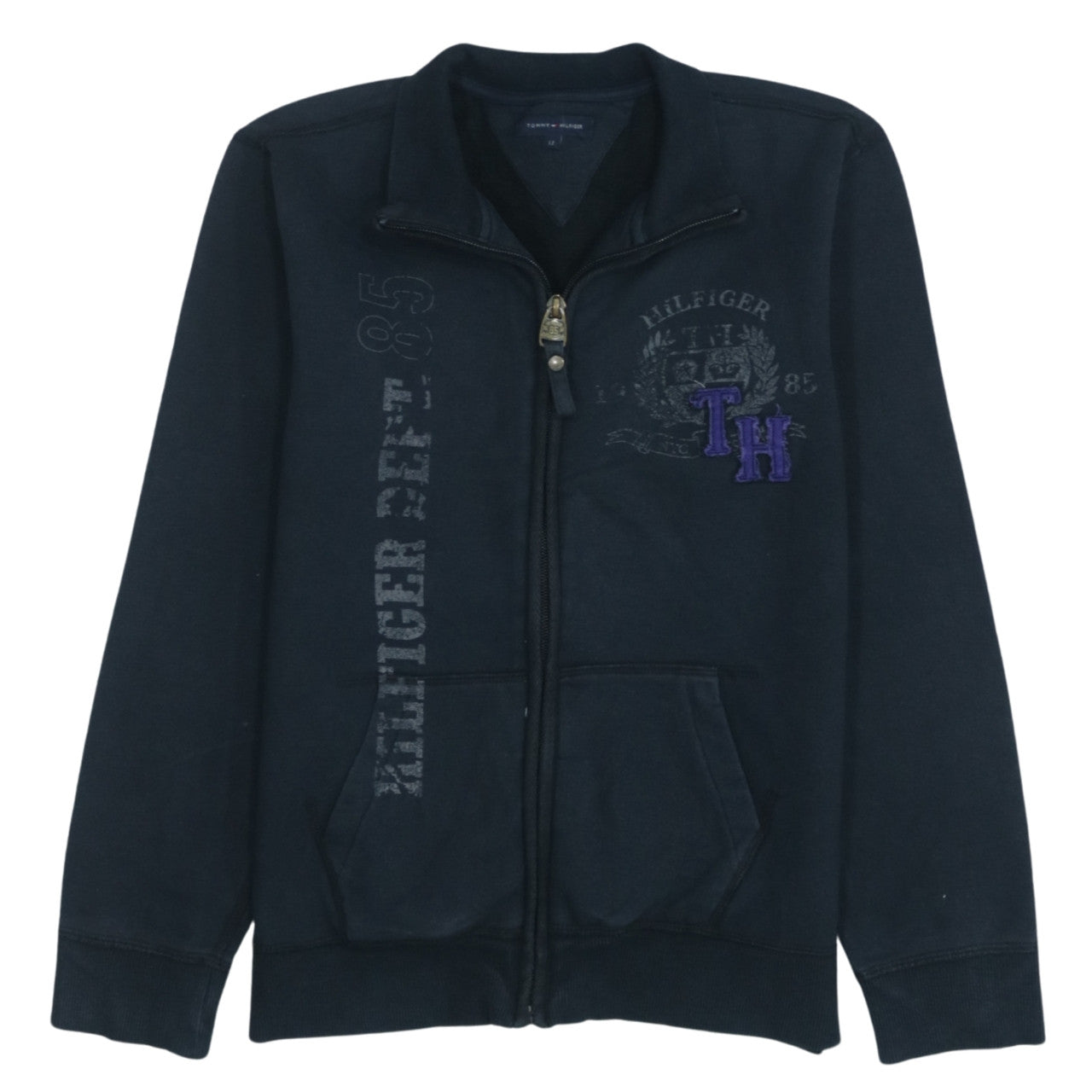 Tommy Hilfiger Boys Black Full Zip Track Jacket Size 12 Years