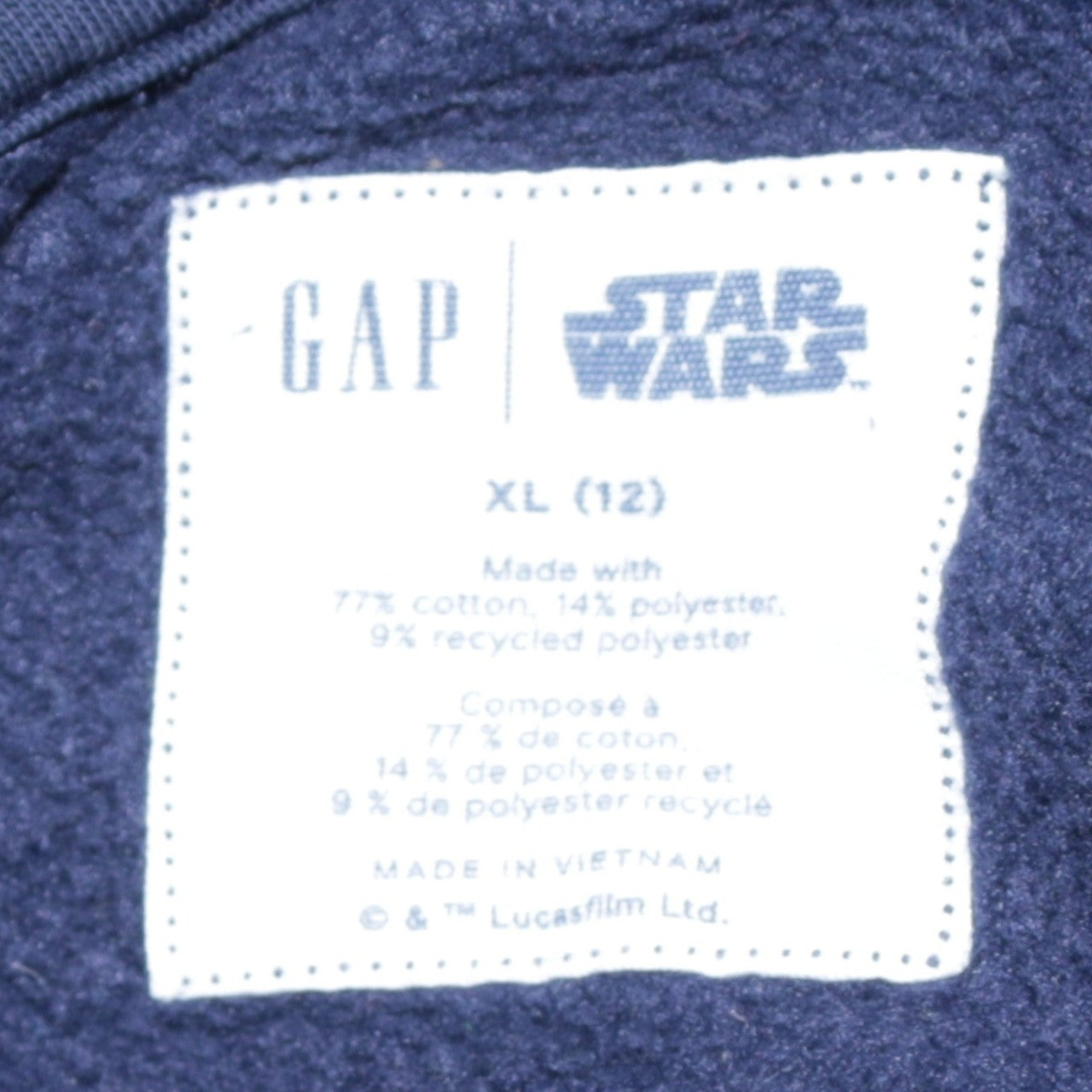 GAP Boys Blue Star Wars Pullover Hoodie 12-13 Years Fleece Cotton Blend