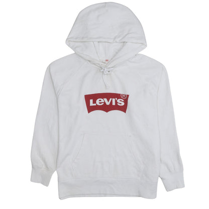 Levi's Men's White Pullover Hoodie Medium Logo Fleece Sweatshirt