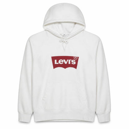 Levi's Men's White Pullover Hoodie Medium Logo Fleece Sweatshirt