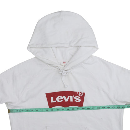 Levi's Men's White Pullover Hoodie Medium Logo Fleece Sweatshirt