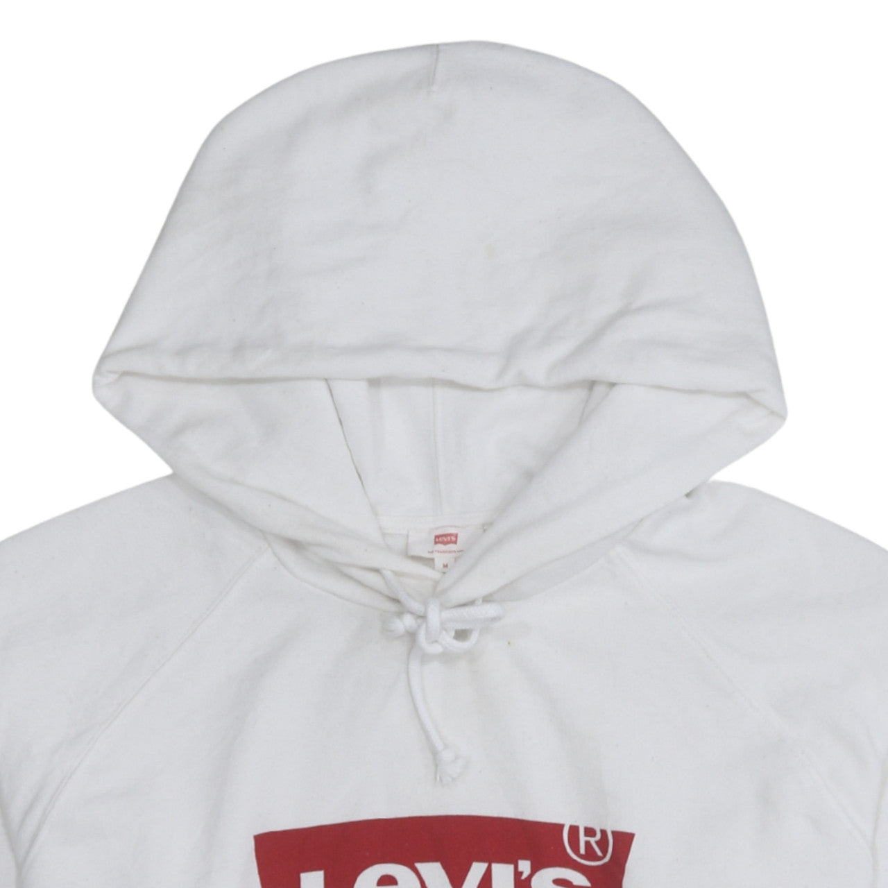 Levi's Men's White Pullover Hoodie Medium Logo Fleece Sweatshirt
